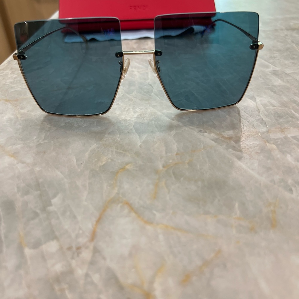 Fendi Blue and Gold Square Sunglasses